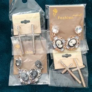 Stylish Earrings - Cross and Cameo